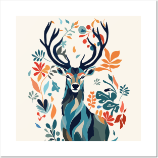 Colorful Nature Inspired Stag Posters and Art